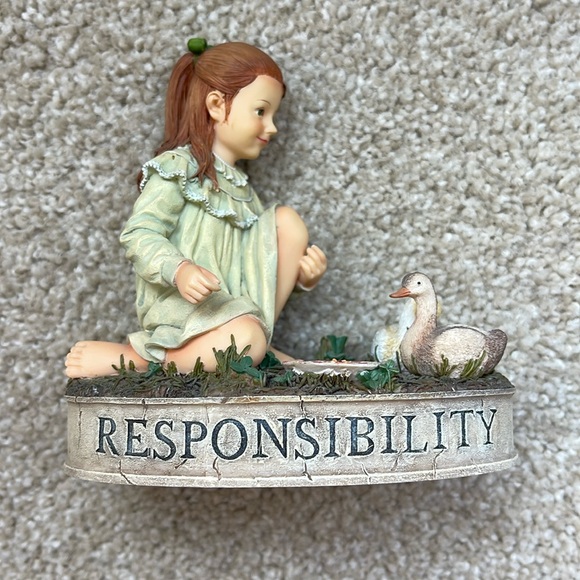 EUC Vintage Virtues 2002 DEMDACO RESPONSIBILITY Kathy Killip Girl & Ducks 5” - Picture 7 of 7